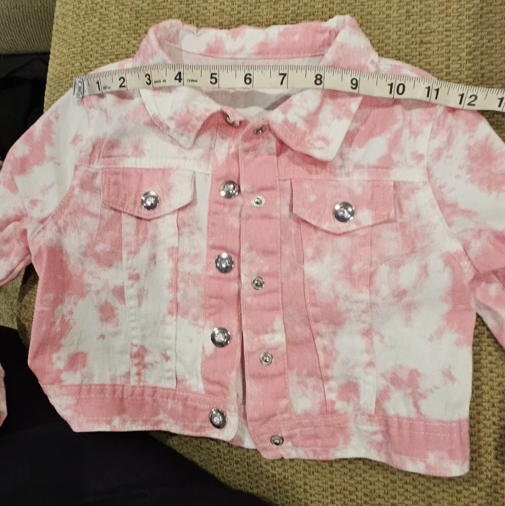 Young Hearts Pink & White Tie Dye Denim Jacket - Size 6X - Picture 7 of 12